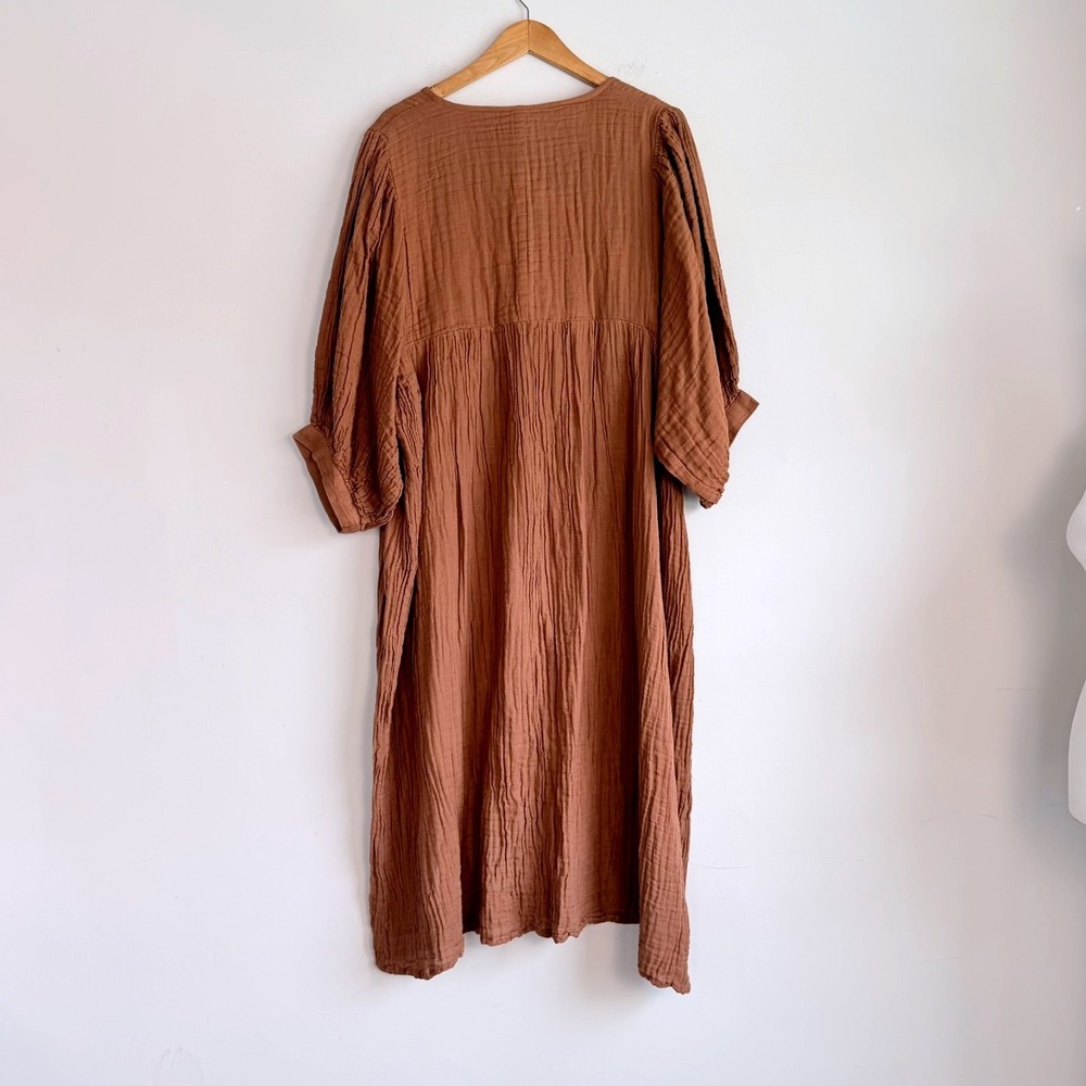 Daughters of India Kyra Midi Dress 3XL Gauze Cotton Boho Rust Brown - Picture 4 of 8